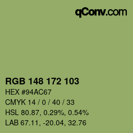 Color code: RGB 148 172 103 | qconv.com