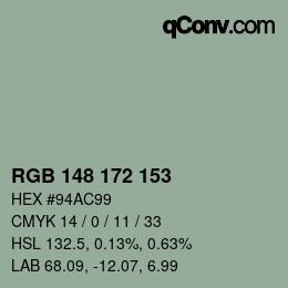 Color code: RGB 148 172 153 | qconv.com