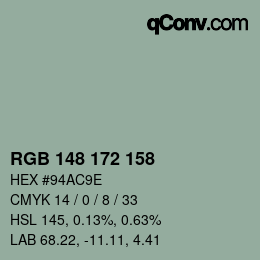 Color code: RGB 148 172 158 | qconv.com
