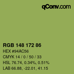 Color code: RGB 148 172 86 | qconv.com