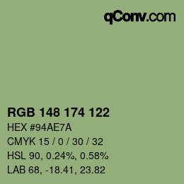 颜色代码: RGB 148 174 122 | qconv.com