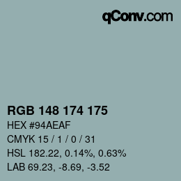 Color code: RGB 148 174 175 | qconv.com
