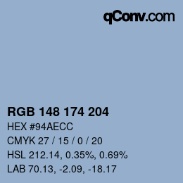 Color code: RGB 148 174 204 | qconv.com