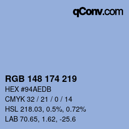 Color code: RGB 148 174 219 | qconv.com