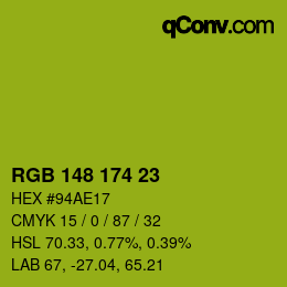 Color code: RGB 148 174 23 | qconv.com