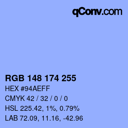Color code: RGB 148 174 255 | qconv.com