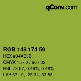 Color code: RGB 148 174 59 | qconv.com