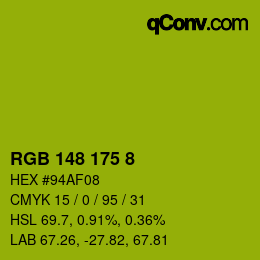 Color code: RGB 148 175 8 | qconv.com