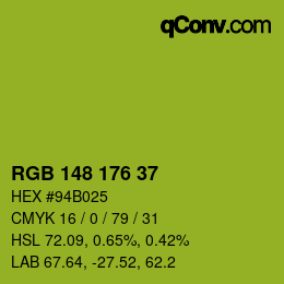 Color code: RGB 148 176 37 | qconv.com