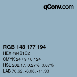 Color code: RGB 148 177 194 | qconv.com