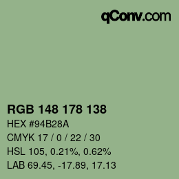 Farbcode: RGB 148 178 138 | qconv.com