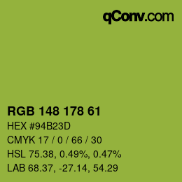 カラーコード: RGB 148 178 61 | qconv.com