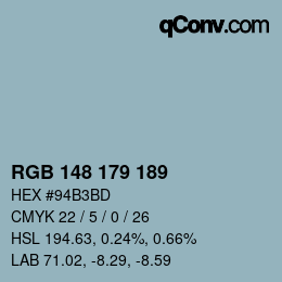 Farbcode: RGB 148 179 189 | qconv.com
