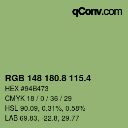カラーコード: RGB 148 180.8 115.4 | qconv.com
