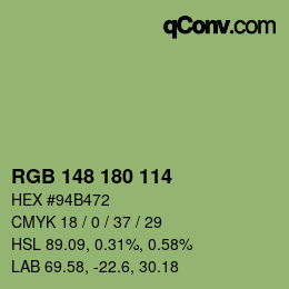 カラーコード: RGB 148 180 114 | qconv.com