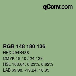 Código de color: RGB 148 180 136 | qconv.com