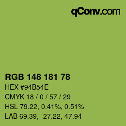 Color code: RGB 148 181 78 | qconv.com