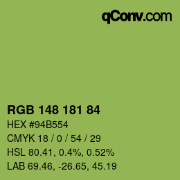 Color code: RGB 148 181 84 | qconv.com