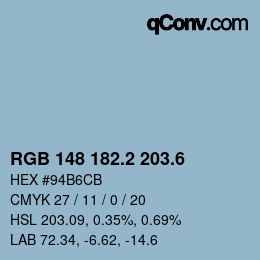 カラーコード: RGB 148 182.2 203.6 | qconv.com