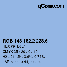 カラーコード: RGB 148 182.2 228.6 | qconv.com