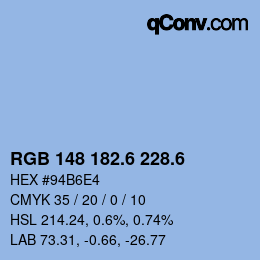 カラーコード: RGB 148 182.6 228.6 | qconv.com