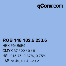 カラーコード: RGB 148 182.6 233.6 | qconv.com