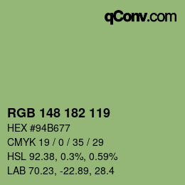 Código de color: RGB 148 182 119 | qconv.com