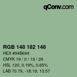 Color code: RGB 148 182 148 | qconv.com