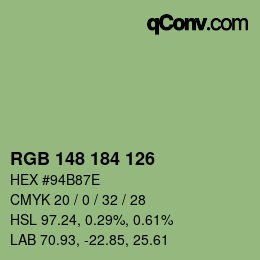 颜色代码: RGB 148 184 126 | qconv.com