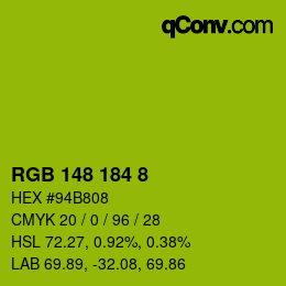 Color code: RGB 148 184 8 | qconv.com