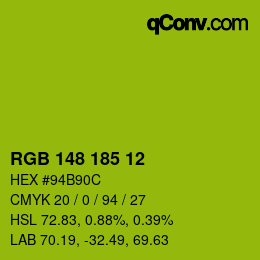 Color code: RGB 148 185 12 | qconv.com