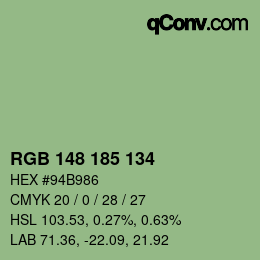 Farbcode: RGB 148 185 134 | qconv.com