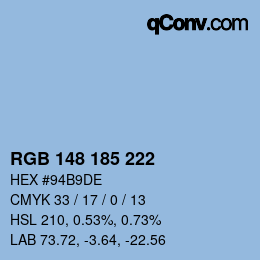 Color code: RGB 148 185 222 | qconv.com