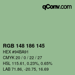 Color code: RGB 148 186 145 | qconv.com