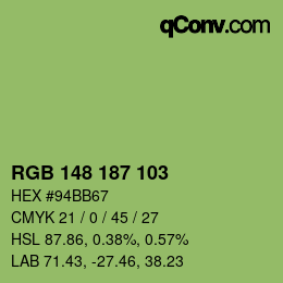 Color code: RGB 148 187 103 | qconv.com