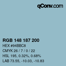 Código de color: RGB 148 187 200 | qconv.com