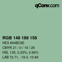 Color code: RGB 148 188 158 | qconv.com