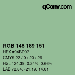 カラーコード: RGB 148 189 151 | qconv.com