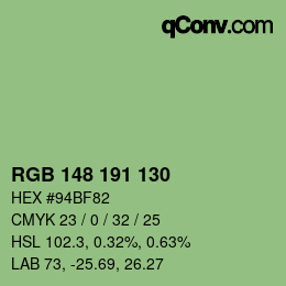 Código de color: RGB 148 191 130 | qconv.com