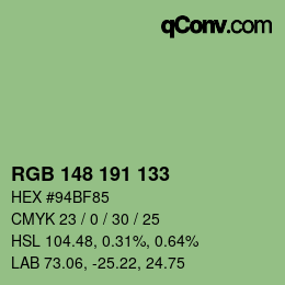 Farbcode: RGB 148 191 133 | qconv.com