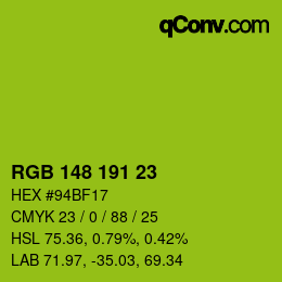 Color code: RGB 148 191 23 | qconv.com