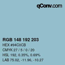 Color code: RGB 148 192 203 | qconv.com