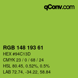Color code: RGB 148 193 61 | qconv.com