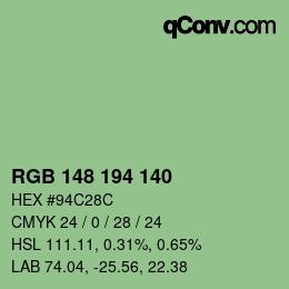 カラーコード: RGB 148 194 140 | qconv.com