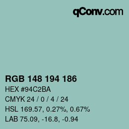 Color code: RGB 148 194 186 | qconv.com