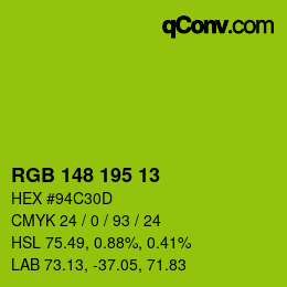 Color code: RGB 148 195 13 | qconv.com