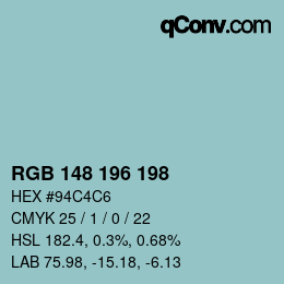 Color code: RGB 148 196 198 | qconv.com