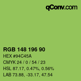 Color code: RGB 148 196 90 | qconv.com
