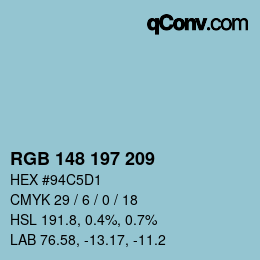 Color code: RGB 148 197 209 | qconv.com