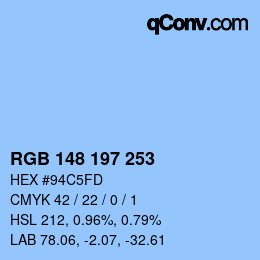 Color code: RGB 148 197 253 | qconv.com